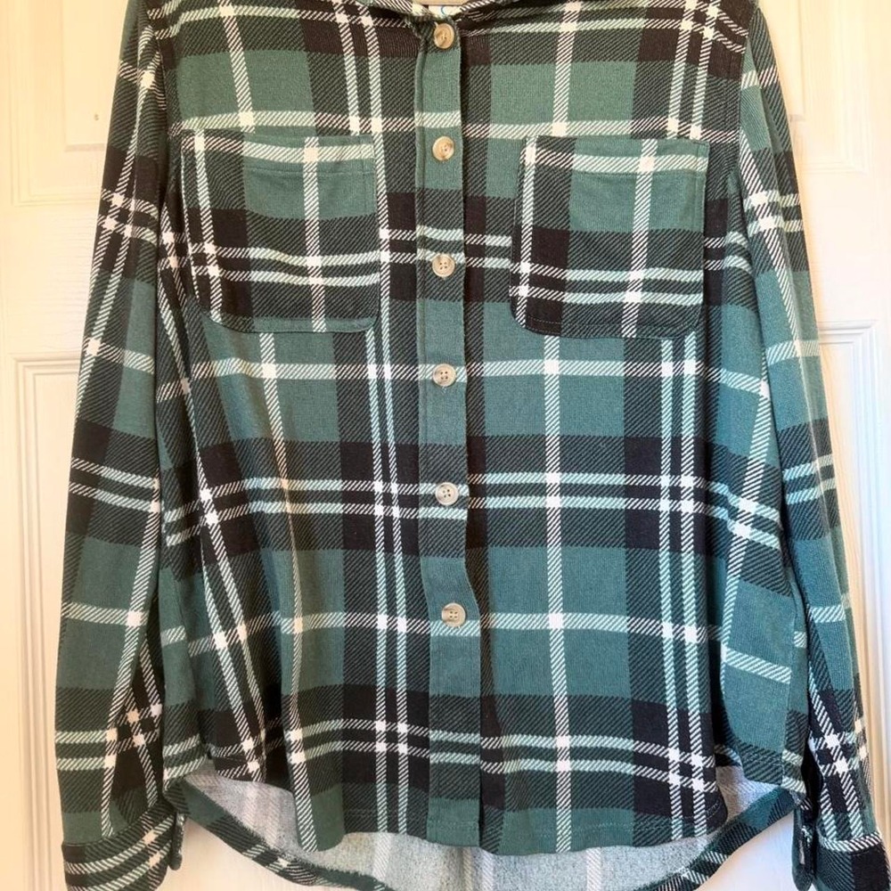 Green Plaid Button Down Long Sleeve Shirt